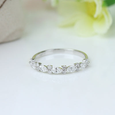14k WG Round & Marquise Diamond Stackable Band