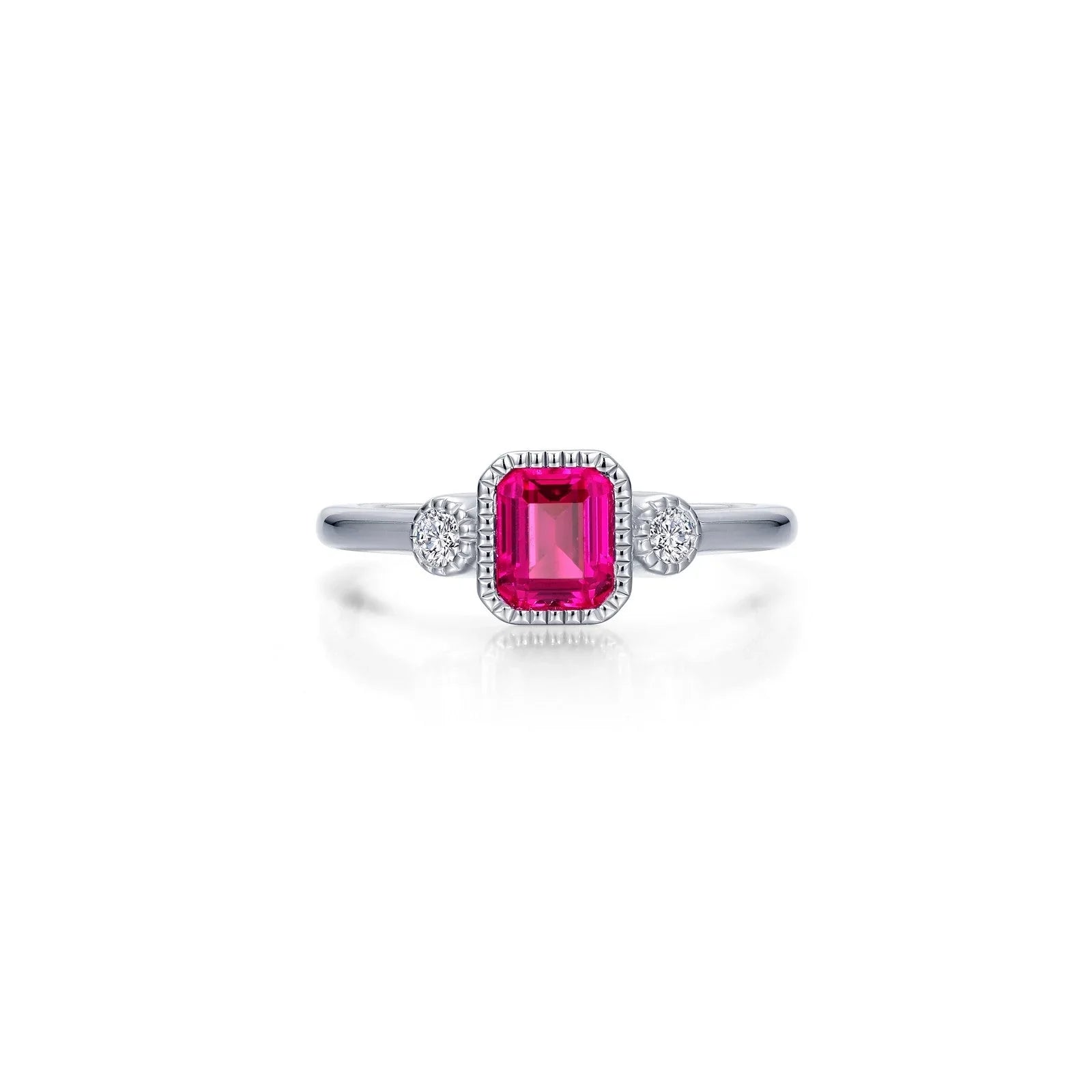 Lafonn Lab-Grown Emerald-Cut Ruby & Simulated Diamond July Birthstone ...