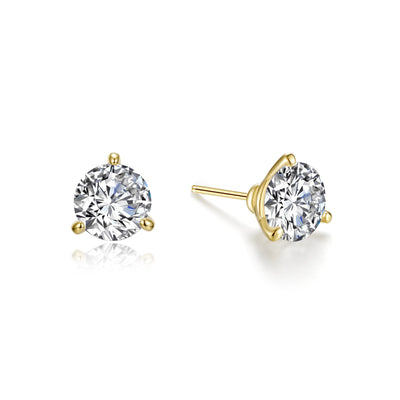 2 CTW 3 Prong Martini Stud Earrings