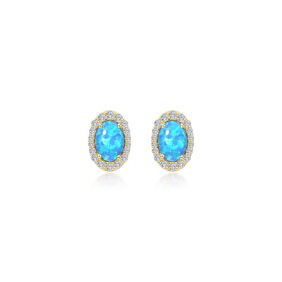 Vintage Inspired Blue Opal Halo Earrings