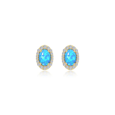 Vintage Inspired Blue Opal Halo Earrings