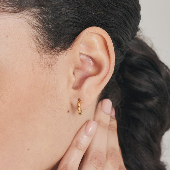 Spaced Out - Gold Orb Huggie Hoop Earrings