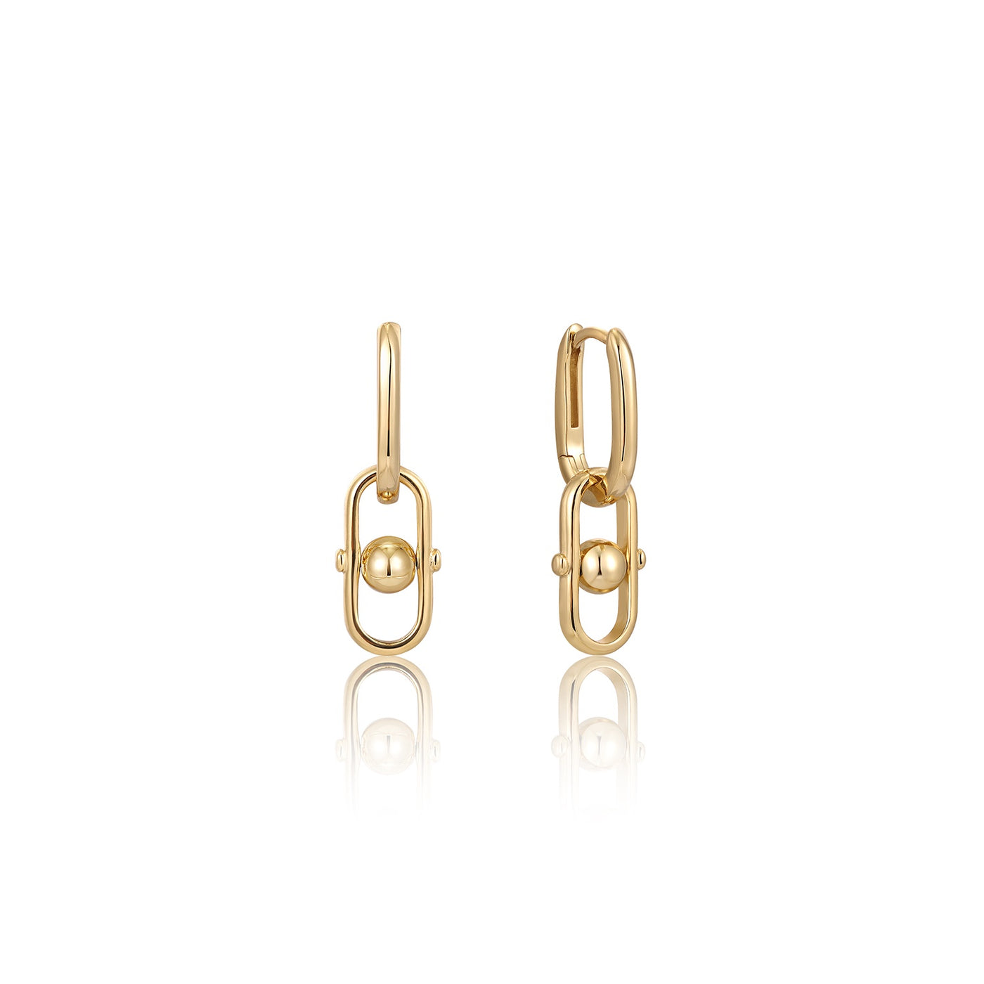 Spaced Out - Gold Orb Link Drop Earrings