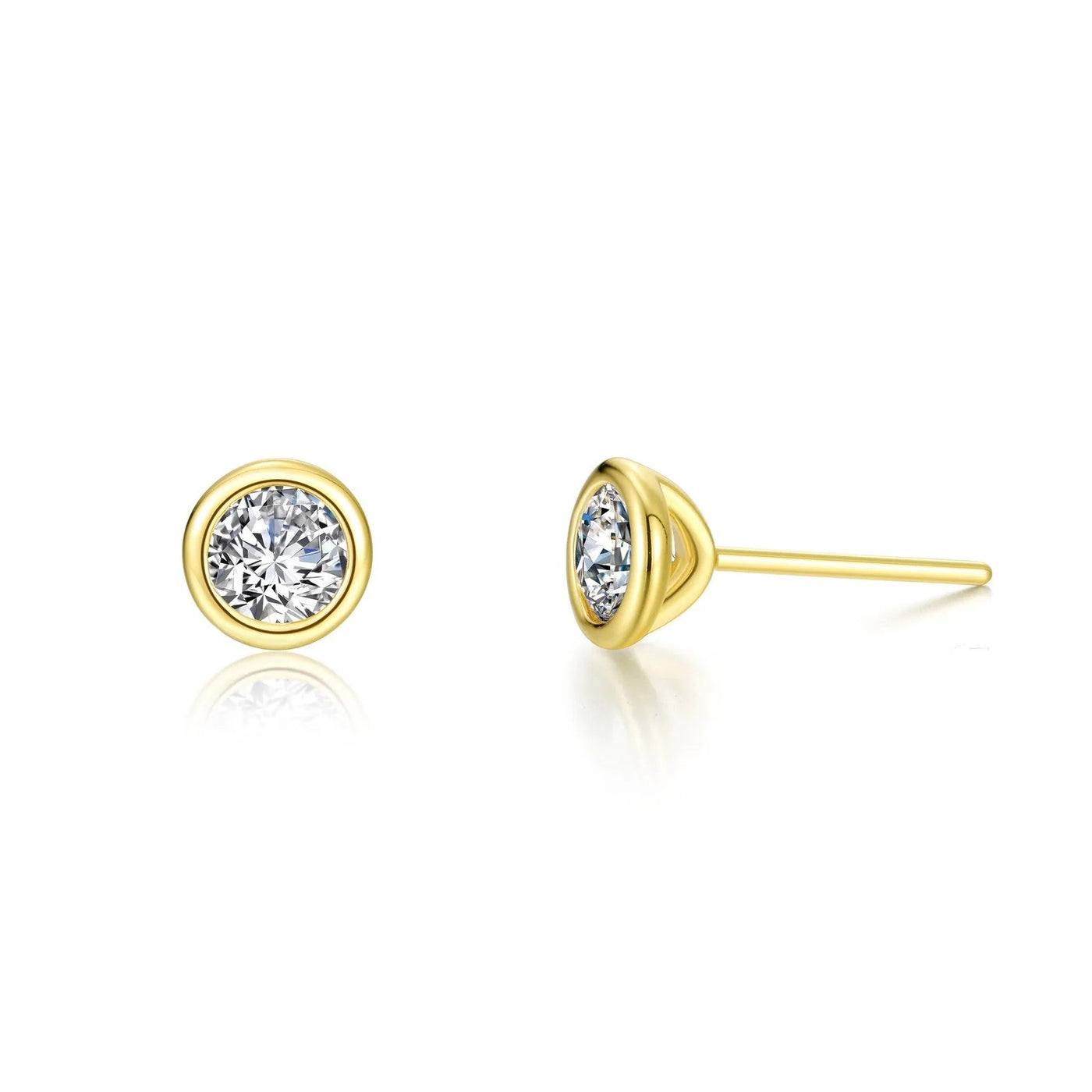2 CTW TR Gold Solitaire Stud Earrings