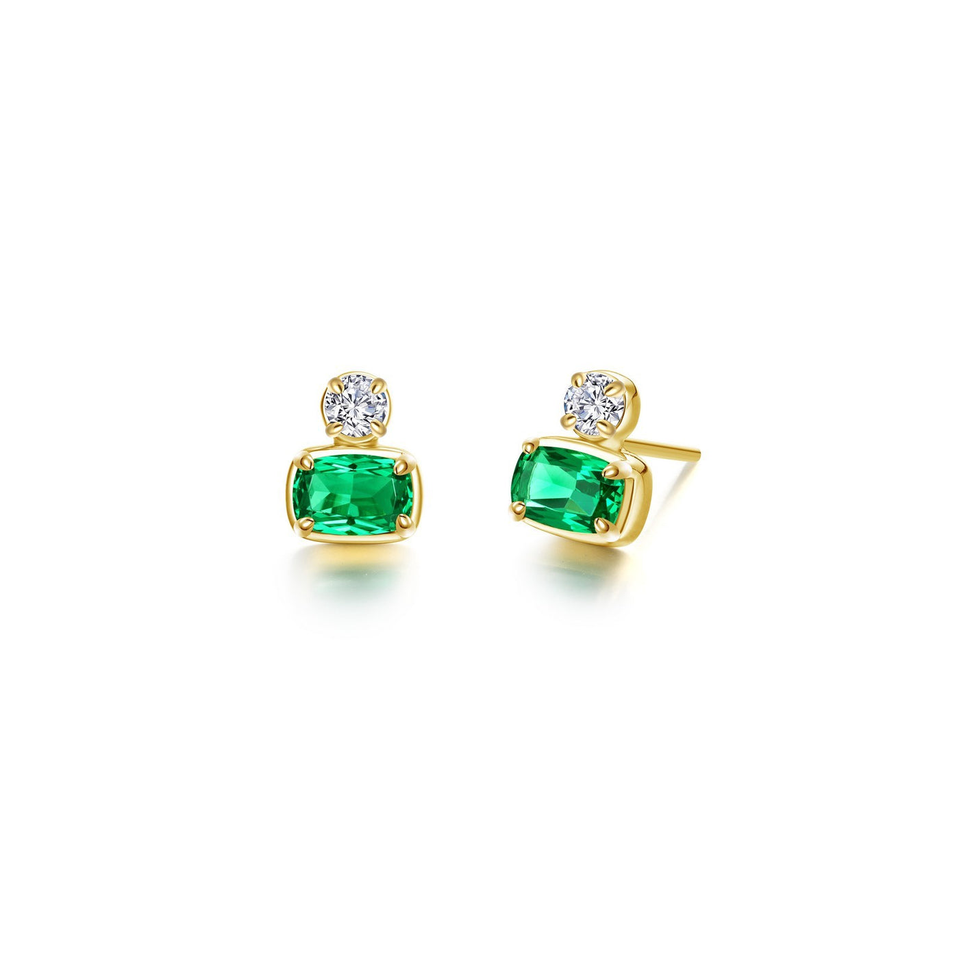 Regal Cushion-Cut Simulated Emerald Earrings
