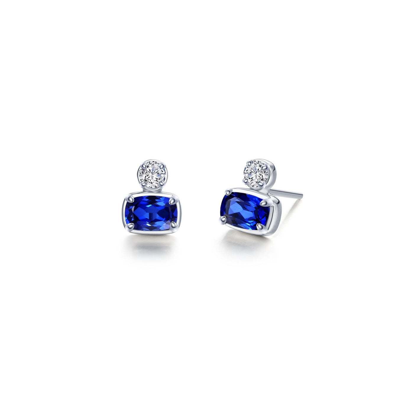 Regal Cushion-Cut Lab-Grown Sapphire Earrings