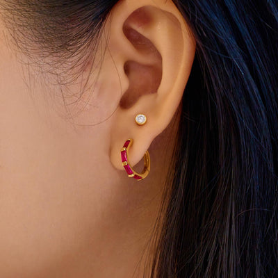 Glimmer Glow - Gold Rosé Holiday Huggie Hoop Earrings