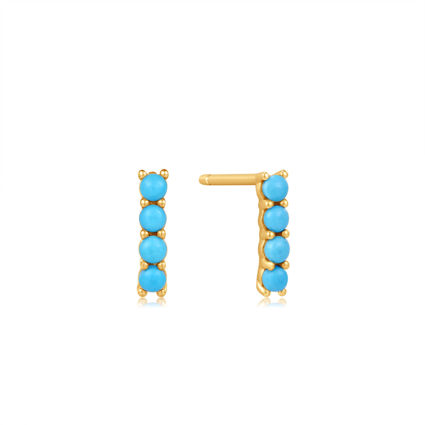 14kt Gold Turquoise Cabochon Bar Stud Earrings – Elisa Ilana