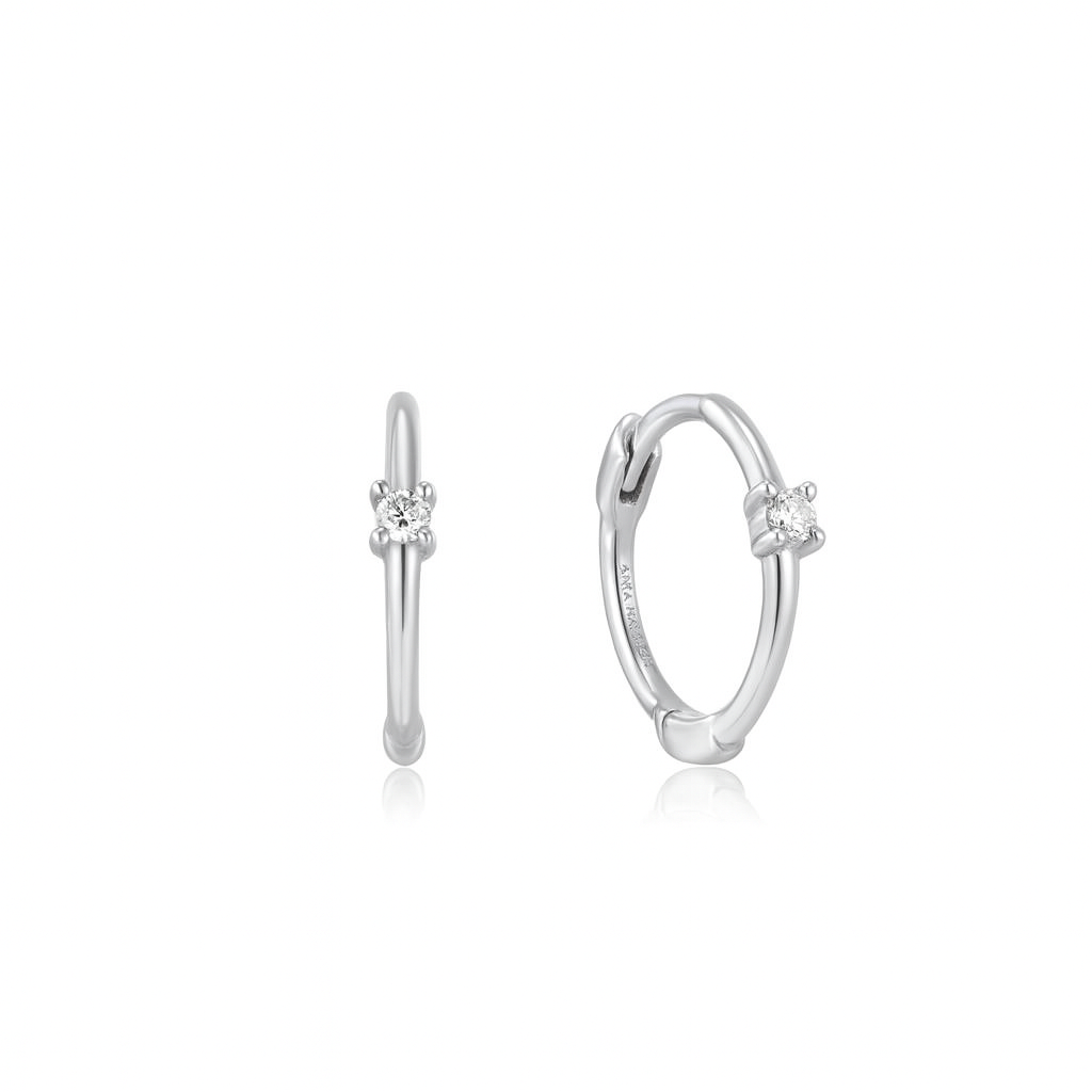 14kt Gold Single Natural Diamond Huggie Hoop Earrings
