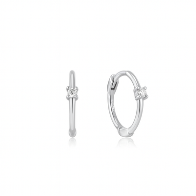 14kt Gold Single Natural Diamond Huggie Hoop Earrings