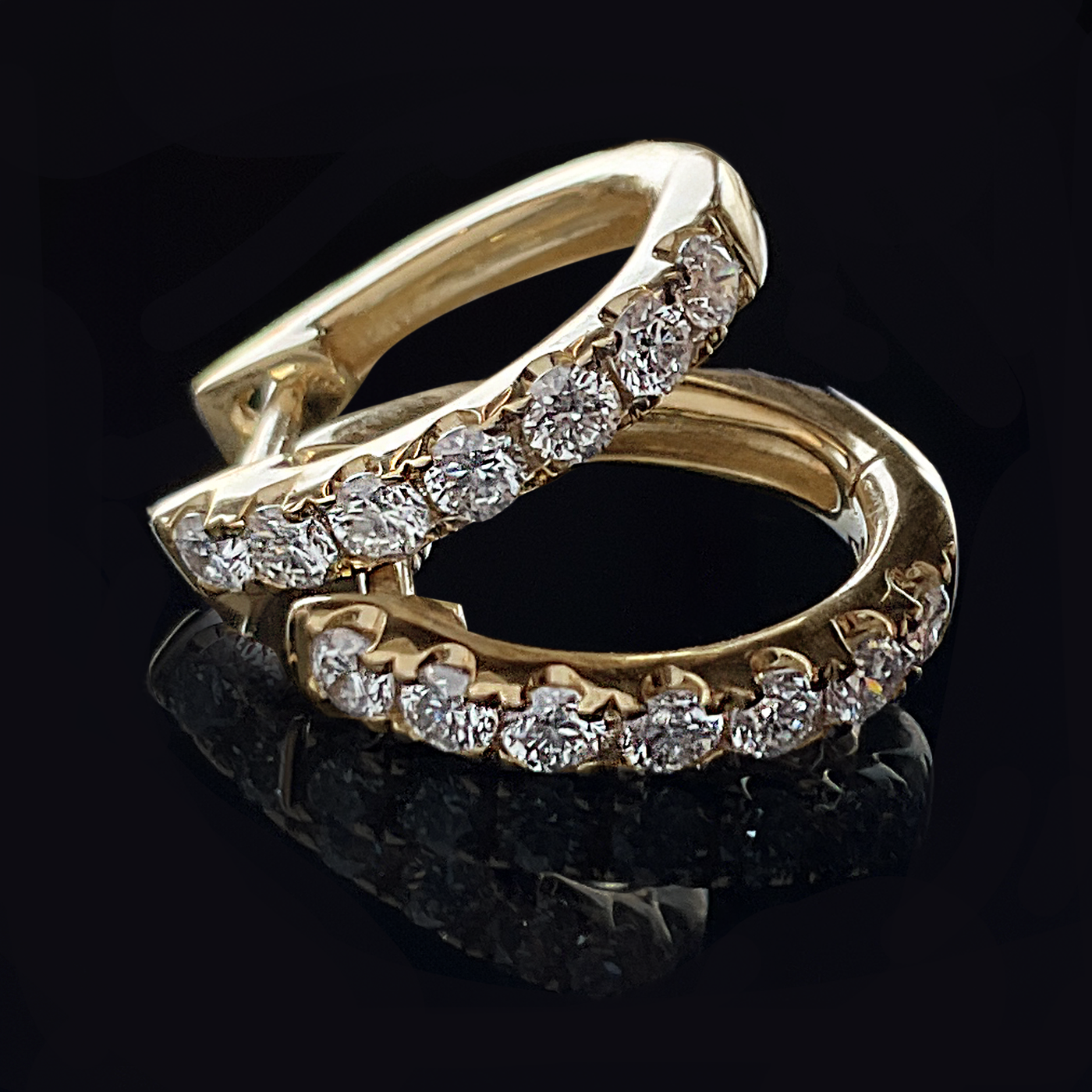 14k YG 0.43 CT Diamond Hoop Earrings