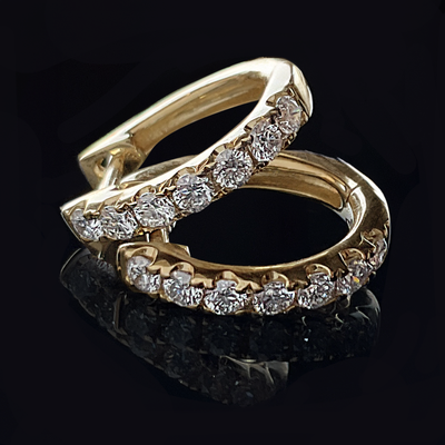 14k YG 0.43 CT Diamond Hoop Earrings