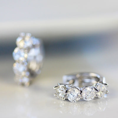 14KW 1.53 CT RD Diamond Huggie Hoops