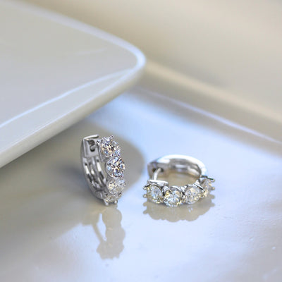 14KW 1.53 CT RD Diamond Huggie Hoops