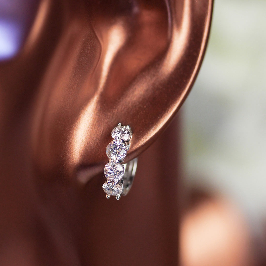 14KW 1.53 CT RD Diamond Huggie Hoops