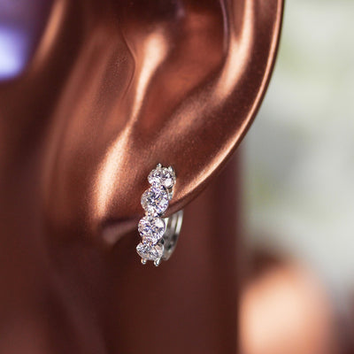 14KW 1.53 CT RD Diamond Huggie Hoops