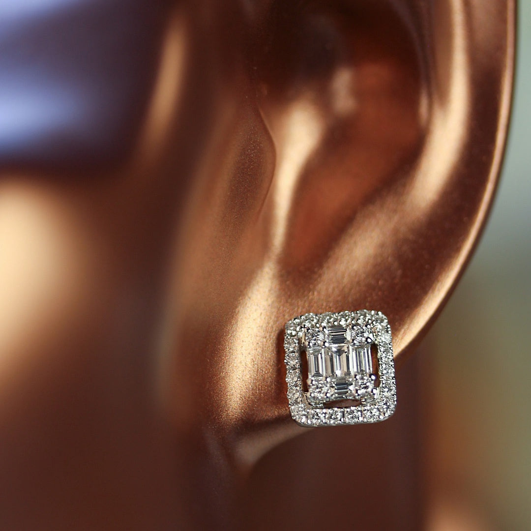 14KY .407  CT BG & .452 CT RD Diamond Studs