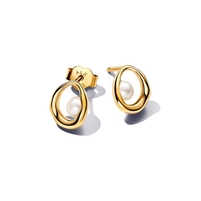Pandora Organically Shaped Oval & Treated Freshwater Cultured Pearl Stud Earrings