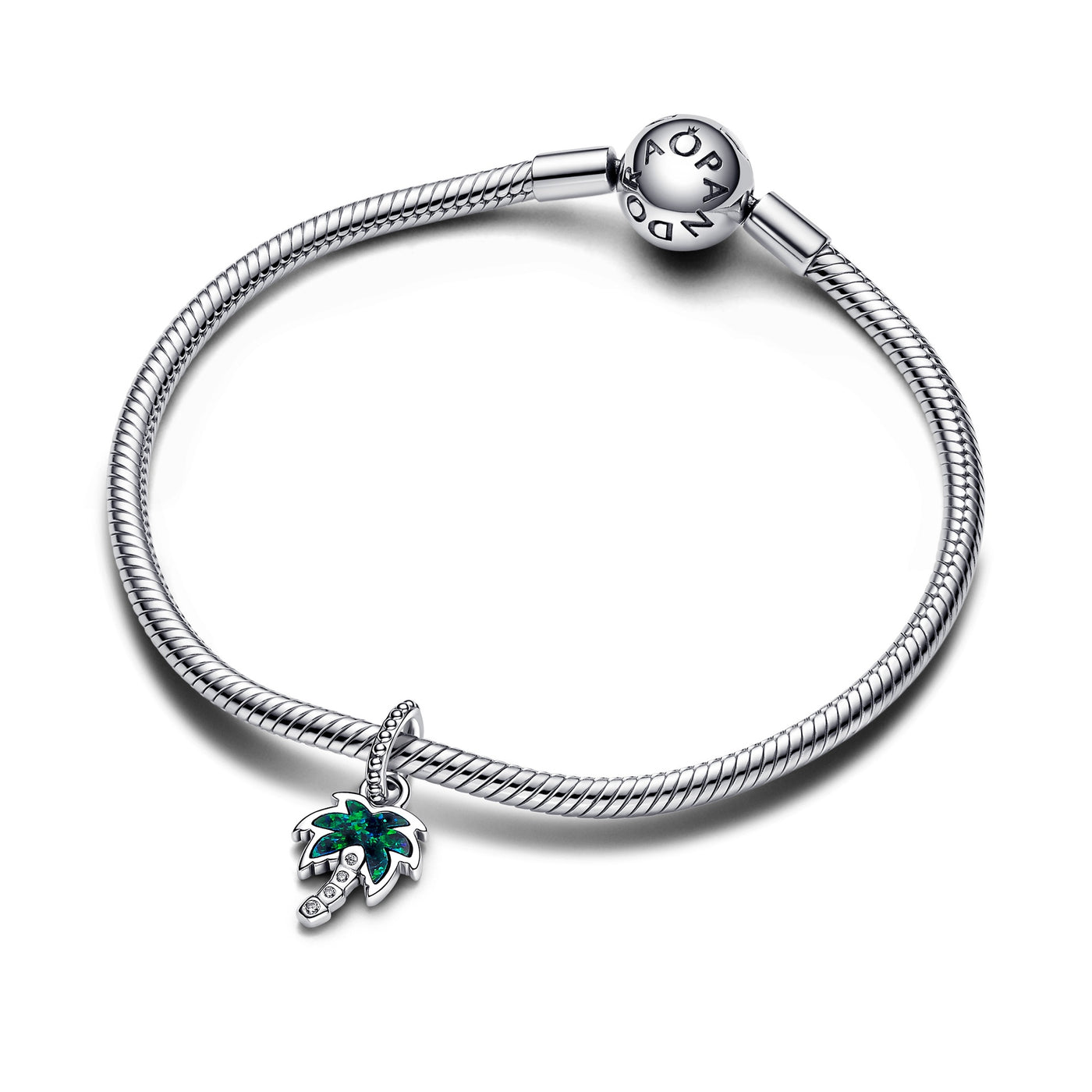 Pandora Opalescent Green Palm Tree Dangle Charm