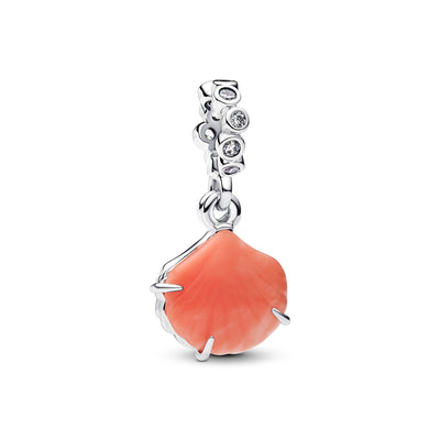 Pandora Coral-colored Shell Double Dangle Charm