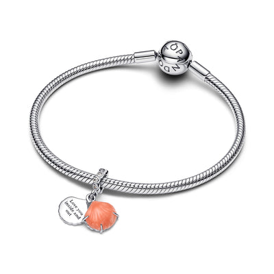 Pandora Coral-colored Shell Double Dangle Charm