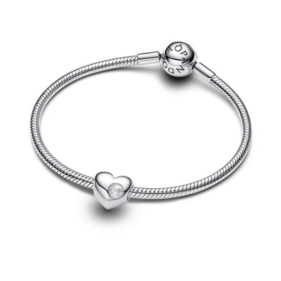 Pandora Engravable Clear Stone Heart Charm