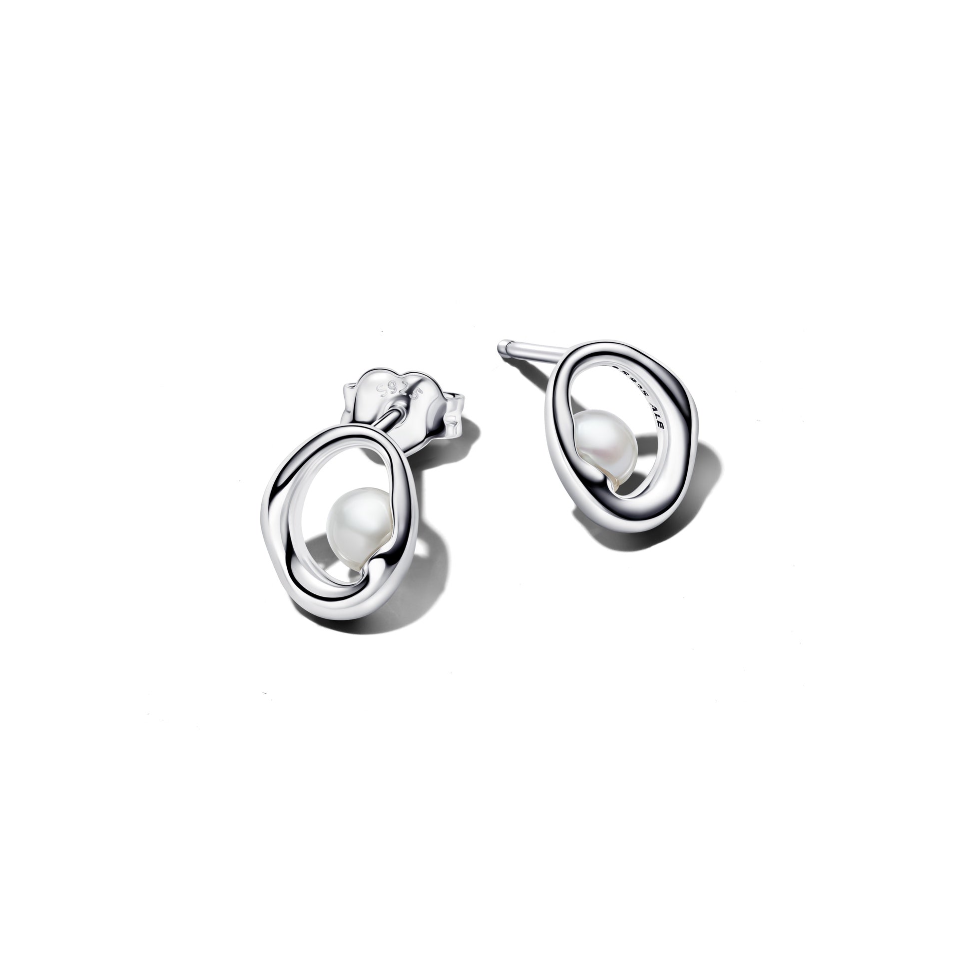 Organically Shaped Oval & Treated Freshwater Cultured Pearl Stud Earri ...