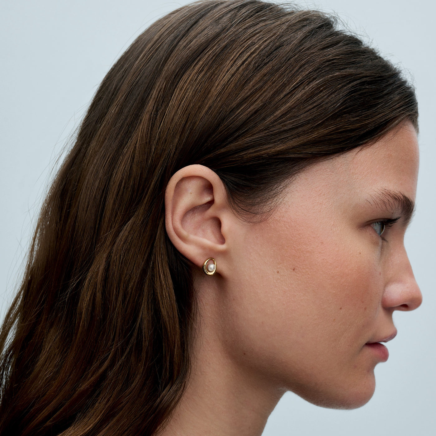 Pandora Organically Shaped Oval & Treated Freshwater Cultured Pearl Stud Earrings