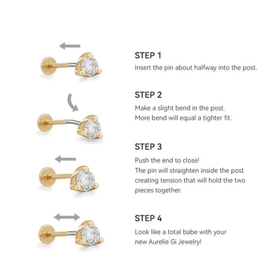 14k 18 Gauge Threadless Flat Back Posts