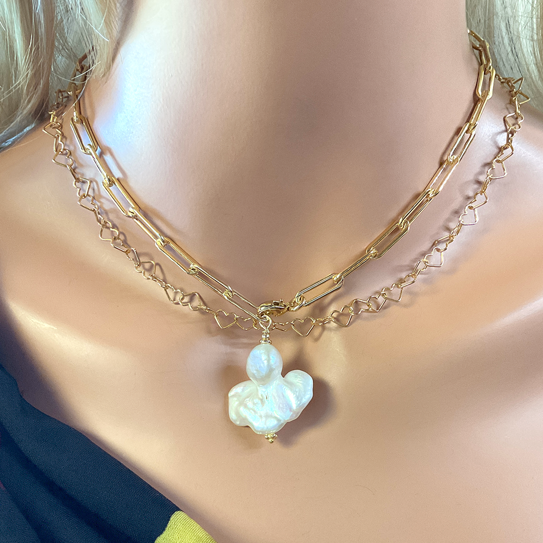 Baroque Pearl on 14KTGF "Y" Chain Necklace