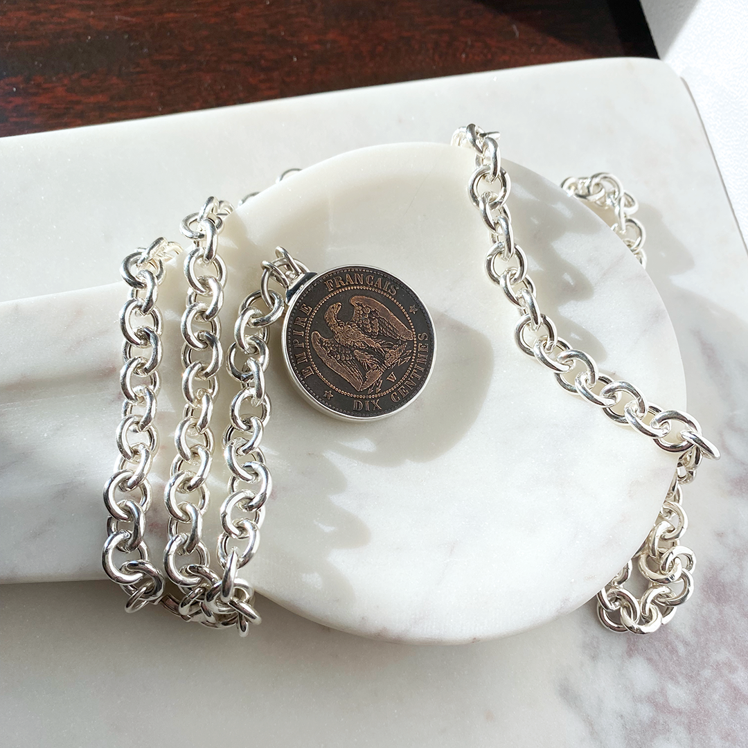 Sterling Silver Chain w/ Franc Pendant