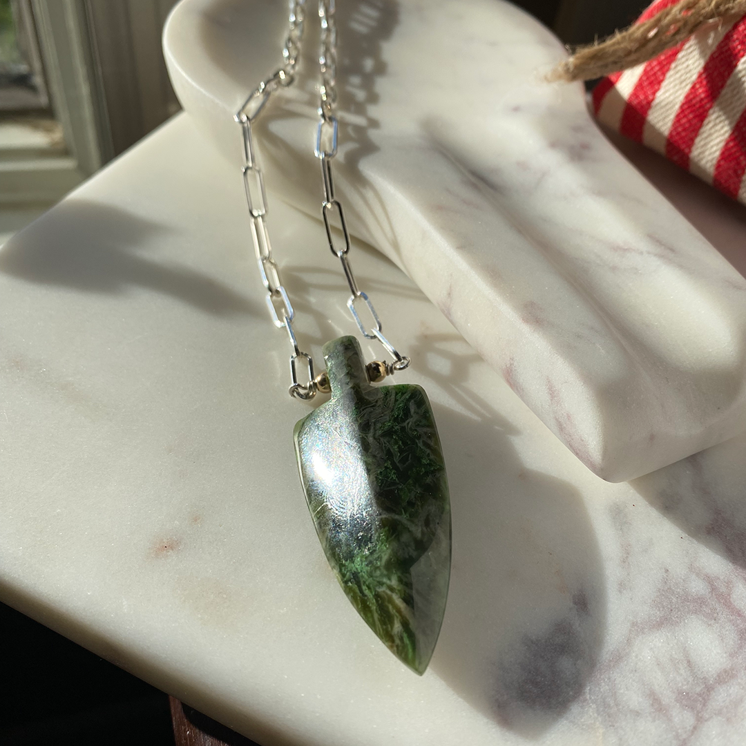 Jade Arrowhead on SS Chain