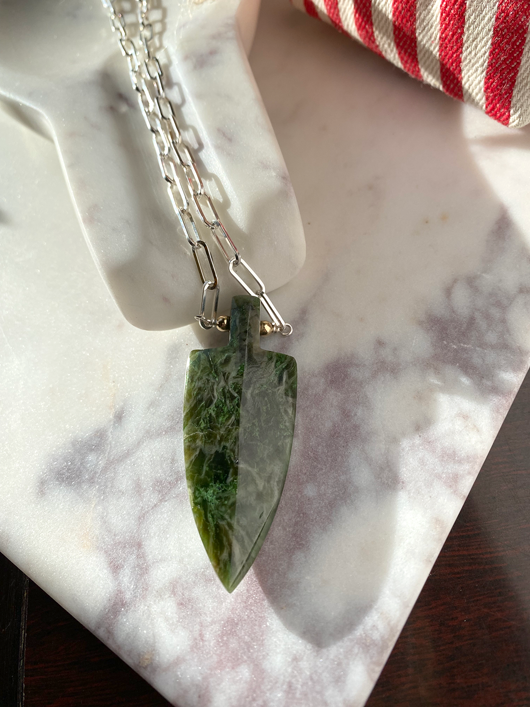 Jade Arrowhead on SS Chain