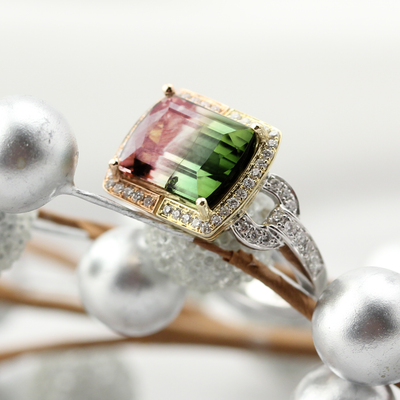 Bi-Color Tourmaline Ring-341264