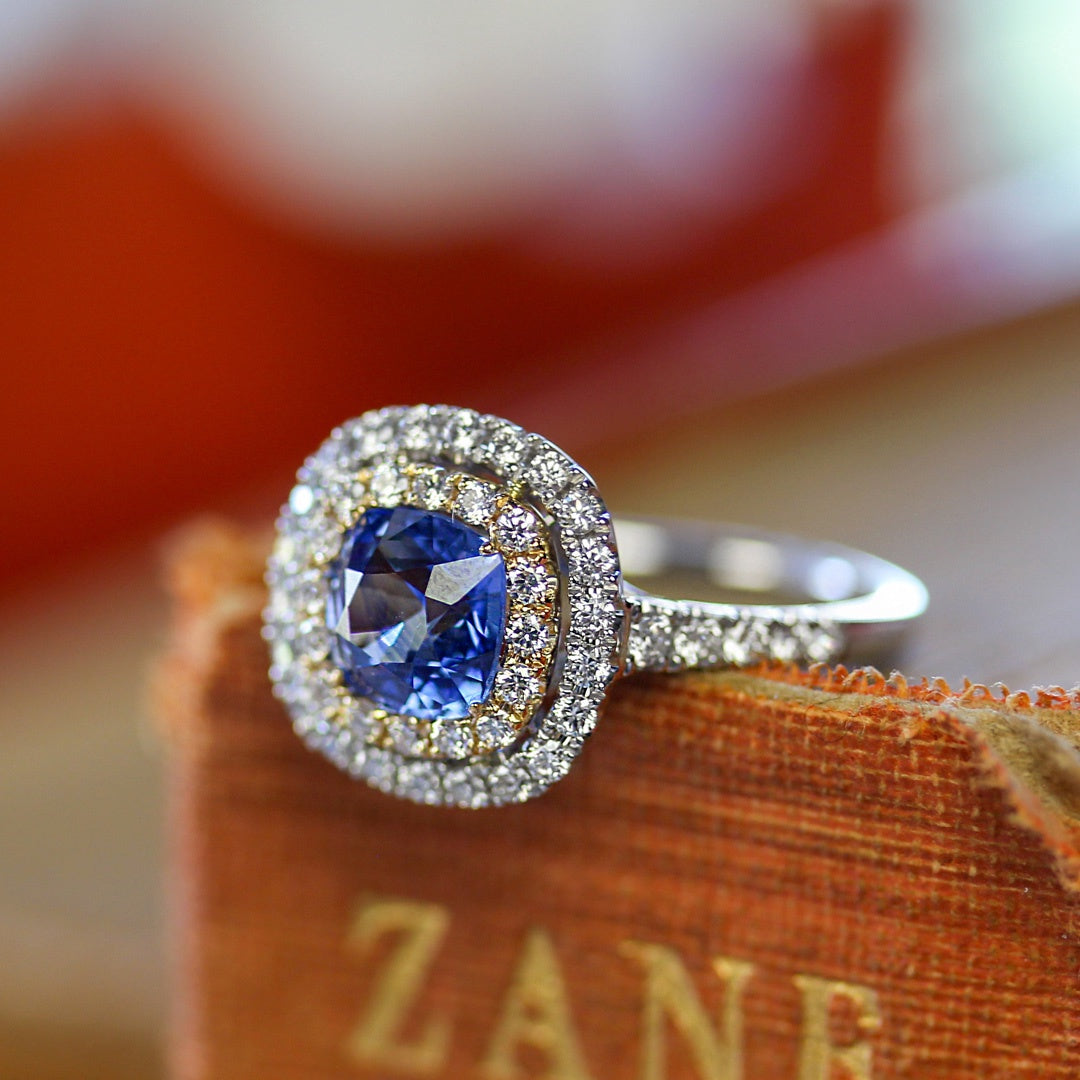 14KYW 1.65 CT Sapphire & .61 CT Diamond Ring