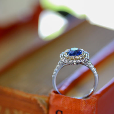 14KYW 1.65 CT Sapphire & .61 CT Diamond Ring
