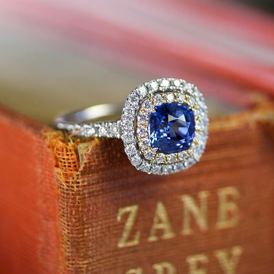 14KYW 1.65 CT Sapphire & .61 CT Diamond Ring