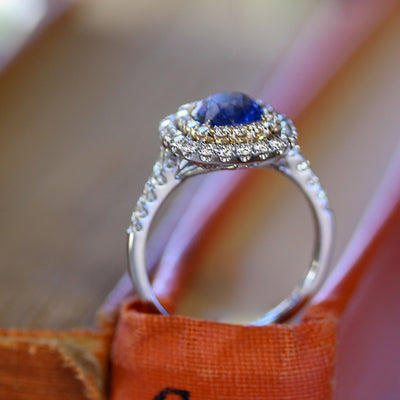 14KYW 1.65 CT Sapphire & .61 CT Diamond Ring
