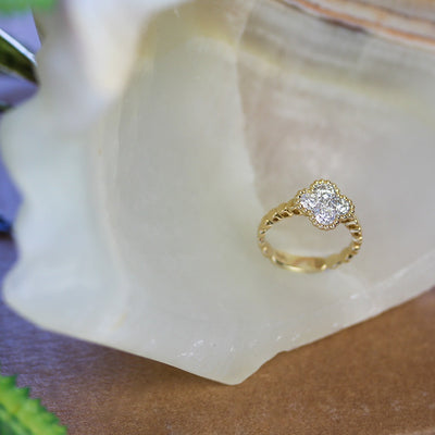 14KY 1.29 CT Diamond Flower Ring