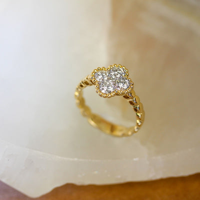14KY 1.29 CT Diamond Flower Ring