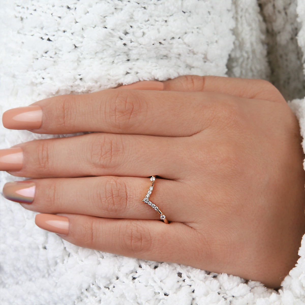 14k YG Diamond Wishbone Band