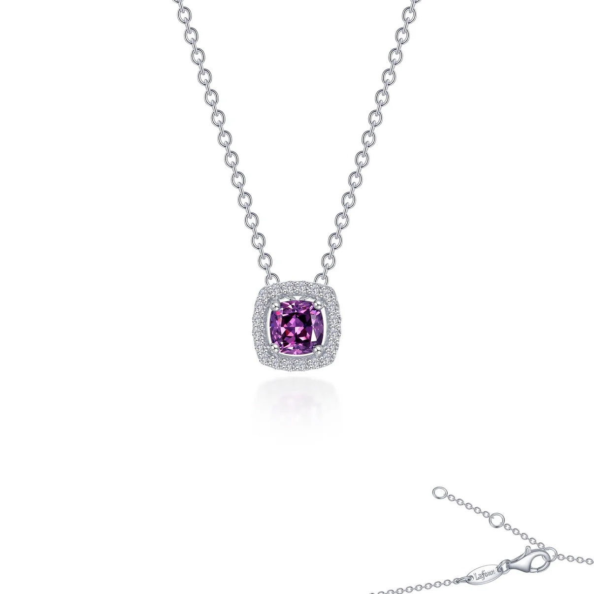 Cushion-Cut Amethyst Halo Necklace