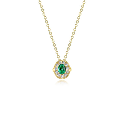0.51 CTW Simulated Emerald Halo Necklace