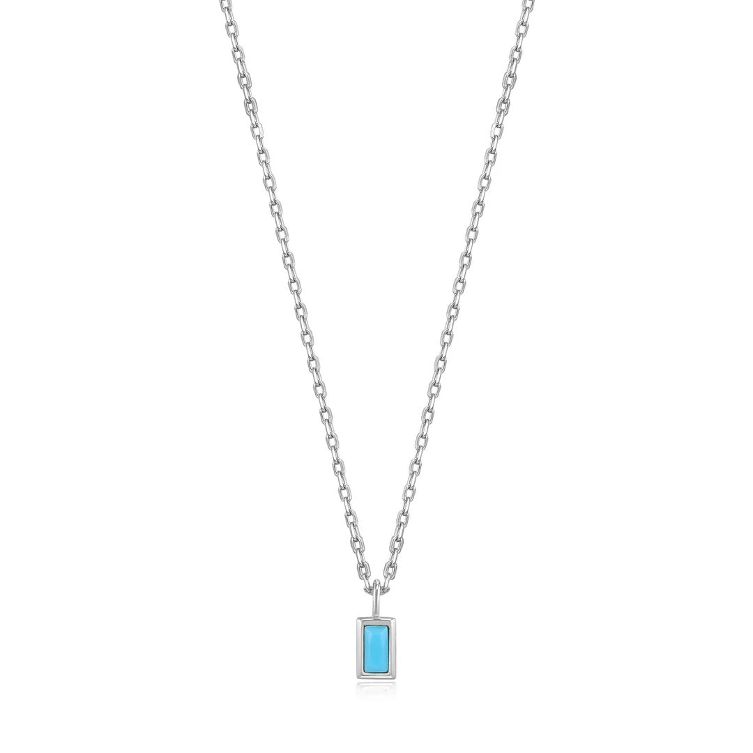 Into the Blue - Silver Turquoise Drop Pendant Necklace