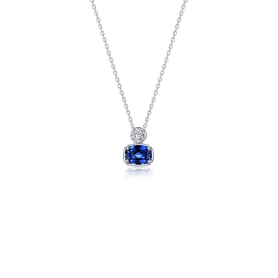Regal Cushion-Cut Lab-Grown Sapphire Necklace