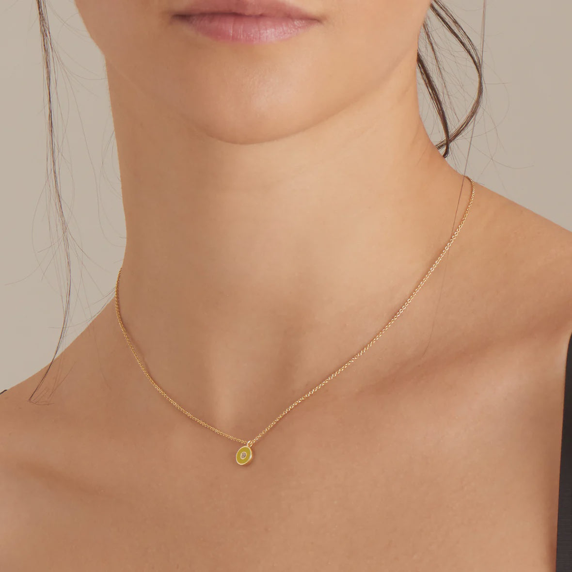 Neon Nights - Enamel Disc Gold Necklace