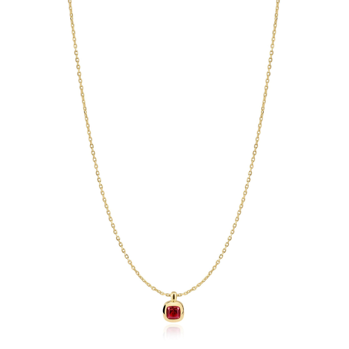 Glimmer Glow - Gold Crimson Solitaire Necklace