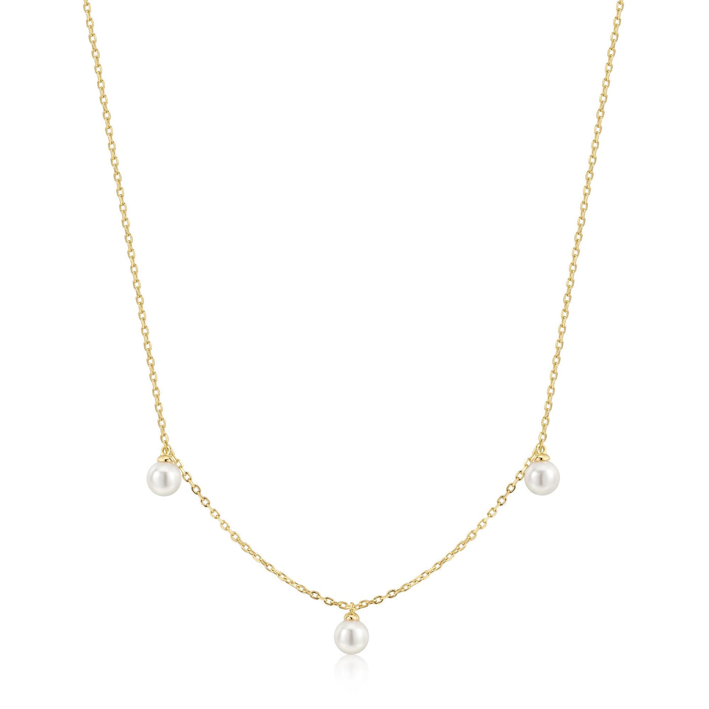 Glimmer Glow - Gold Triple Shell Pearl Station Necklace