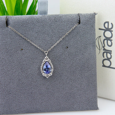 Ceylon Sapphire 1.50CT & Diamond 18-RD 0.36CT, 18k WG Necklace