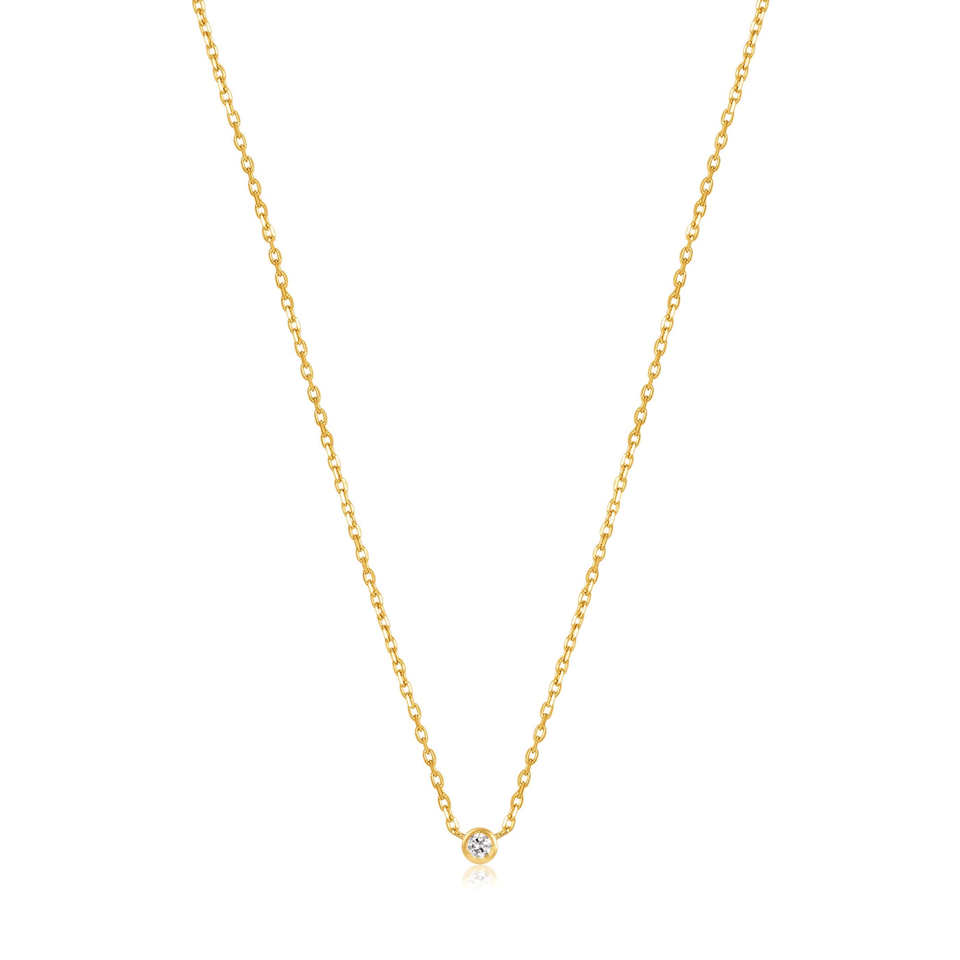 14kt YG Single Natural Diamond Necklace